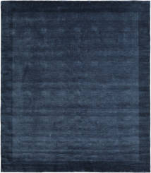  250X300 Plain (Single Colored) Large Handloom Frame Rug - Dark Blue Wool, 