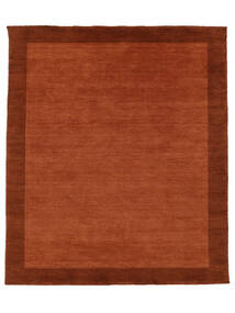  250X300 Plain (Single Colored) Large Handloom Frame Rug - Rust Red 