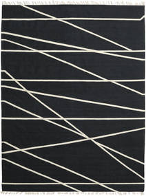  Wool Rug 200X300 Cross Lines Black/Off White 