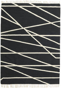  160X230 Abstract Cross Lines Rug - Black/Off White 