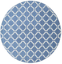  London - Blue/Off White Rug Ø 225 Authentic Modern Handwoven Round Blue/White/Creme (Wool, India)