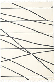 Cross Lines 200X300 Off White/Black Abstract Wool Rug 
