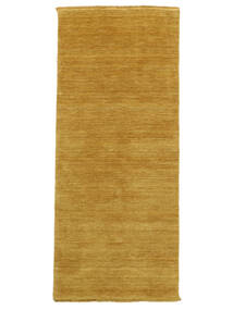 Handloom Fringes 80X200 Small Mustard Yellow Plain (Single Colored) Runner Wool Rug Rug 