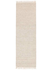  80X250 Plain (Single Colored) Small Melange Rug - Beige Wool, 