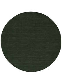  Kilim Loom - Forest Green Rug Ø 250 Authentic
 Modern Handwoven Round Dark Green Large (Wool, India)