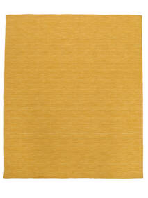  250X300 Plain (Single Colored) Large Kilim Loom Rug - Yellow Wool, 