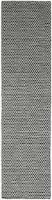  Kilim Honey Comb - Black/Grey Rug 80X440 Authentic
 Modern Handwoven Hallway Runner
 Dark Grey/Light Grey (Wool, India)