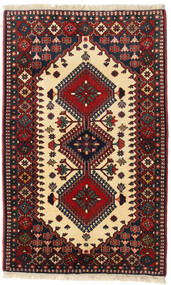  Yalameh Rug 83X135 Authentic
 Oriental Handknotted Dark Red/Yellow (Wool, Persia/Iran)