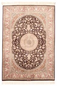  Qum Silk Rug 100X146 Authentic
 Oriental Handwoven Dark Brown/Light Pink (Silk, Persia/Iran)