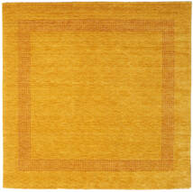  200X200 Plain (Single Colored) Handloom Gabba Rug - Gold Wool, 
