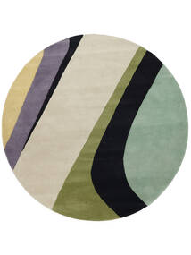 Dynamic Handtufted - Mint Rug Ø 200 Modern Round Dark Grey/Pastel Green/Yellow (Wool, India)