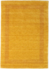  140X200 Plain (Single Colored) Small Handloom Gabba Rug - Gold Wool, 