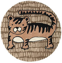  Kids Rug Wool Rug Ø 150 Cool Cat Taupe Brown/Beige Round Small Rug 