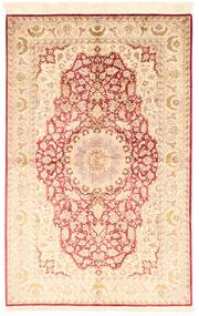  Qum Silk Rug 130X200 Authentic Oriental Handknotted Beige/Light Pink (Silk, Persia/Iran)