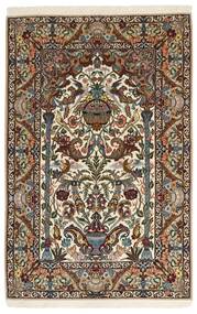  Isfahan Silk Warp Rug 127X200 Authentic
 Oriental Handknotted Light Brown/Dark Brown/Brown (Wool/Silk, Persia/Iran)