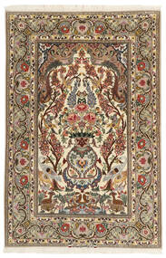  Isfahan Silk Warp Rug 106X161 Authentic
 Oriental Handknotted Light Brown/Brown (Wool/Silk, Persia/Iran)