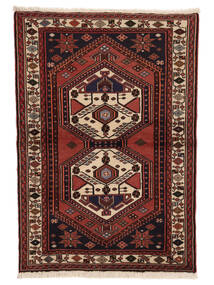  Hamadan Rug 98X143 Persian Wool Black/Dark Red Small 