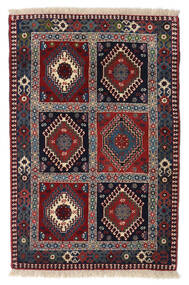  Yalameh Rug 87X132 Authentic
 Oriental Handknotted Dark Purple/Red (Wool, )