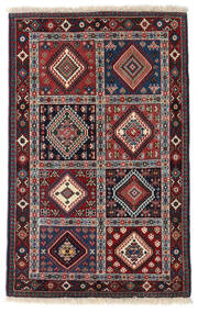  Yalameh Rug 84X132 Authentic Oriental Handknotted Dark Brown/Dark Red (Wool, Persia/Iran)