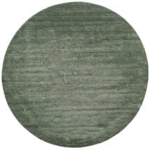Handloom Ø 250 Large Forest Green Plain (Single Colored) Round Wool Rug Rug 