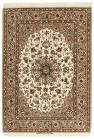  Isfahan Silk Warp Rug 112X162 Authentic
 Oriental Handknotted Light Brown/Brown (Wool/Silk, Persia/Iran)