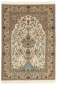  Isfahan Silk Warp Rug 130X190 Authentic
 Oriental Handknotted Light Brown/Brown (Wool/Silk, Persia/Iran)