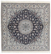  Nain 9La Rug 202X205 Authentic
 Oriental Handknotted Square Light Grey/Dark Brown (Wool/Silk, Persia/Iran)