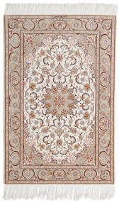  Isfahan Silk Warp Signed Mazaheri Rug 108X163 Authentic Oriental Handknotted Beige/Light Grey ()