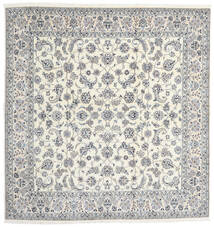  Nain 9La Rug 245X254 Authentic
 Oriental Handknotted Square Light Grey/White/Creme (Wool/Silk, Persia/Iran)