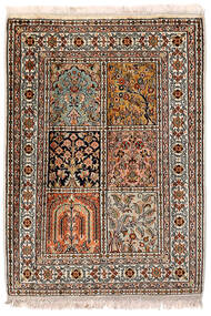  Kashmir Pure Silk Rug 66X92 Authentic
 Oriental Handknotted Dark Brown/Light Grey (Silk, India)
