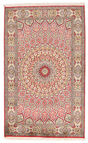  Kashmir Pure Silk Rug 94X150 Authentic Oriental Handknotted Beige/Red (Silk, )