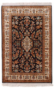  Kashmir Pure Silk Rug 63X96 Authentic
 Oriental Handknotted Dark Red/Black (Silk, India)