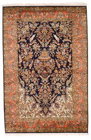  Kashmir Pure Silk Rug 129X194 Authentic
 Oriental Handknotted Dark Brown/Black (Silk, India)