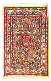  Moud Rug 59X92 Authentic
 Oriental Handknotted Beige/Dark Brown (Wool/Silk, Persia/Iran)