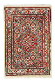  Moud Rug 58X88 Authentic
 Oriental Handknotted Dark Red/Dark Brown (Wool/Silk, Persia/Iran)