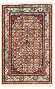  Moud Rug 58X93 Authentic
 Oriental Handknotted Dark Red/Dark Brown (Wool/Silk, Persia/Iran)