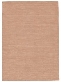  160X230 Plain (Single Colored) Kilim Loom Rug - Terracotta Wool, 