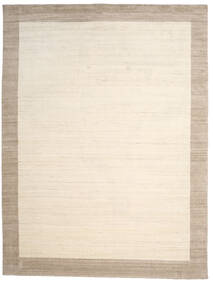  300X400 Plain (Single Colored) Large Handloom Frame Rug - Natural White/Beige 