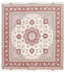  Tabriz 60 Raj Silk Warp Rug 196X207 Authentic
 Oriental Handknotted Square Beige/White/Creme (Wool/Silk, Persia/Iran)