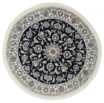  Nain Rug Ø 140 Authentic
 Oriental Handknotted Round Black/White/Creme (Wool, Persia/Iran)