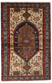 Handknotted Hamadan Rug 127X199 Persian Wool Rug Black/Dark Red Small Rug 