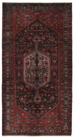 Handknotted Hamadan Rug 160X309 Persian Wool Rug Black/Dark Red Rug 