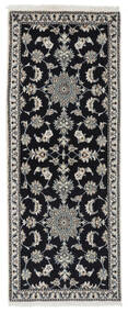  Nain Rug 77X195 Authentic
 Oriental Handknotted Runner
 Black/White/Creme (Wool, Persia/Iran)