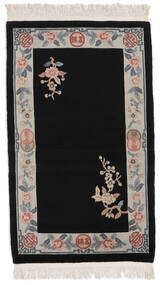 China 90 Line Rug 91X152 Authentic
 Oriental Handknotted Black/White/Creme (Wool, China)