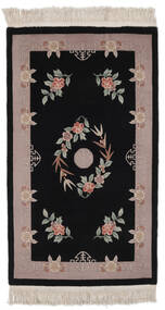  China 90 Line Rug 91X152 Authentic Oriental Handknotted Black/Dark Brown (Wool, China)