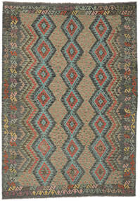  Kilim Afghan Old Style Rug 210X299 Authentic
 Oriental Handwoven Dark Green/Dark Brown (Wool, Afghanistan)