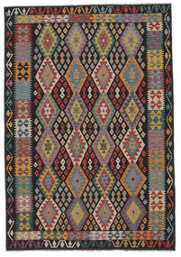  Kilim Afghan Old Style Rug 201X294 Authentic
 Oriental Handwoven Black/Dark Brown (Wool, Afghanistan)