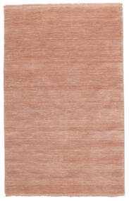 Handloom Fringes 100X160 Small Terracotta Plain (Single Colored) Wool Rug Rug 