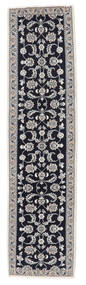  Nain Rug 71X297 Authentic
 Oriental Handknotted Runner
 Black/White/Creme (Wool, Persia/Iran)