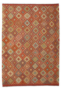  Kilim Afghan Old Style Rug 212X303 Authentic
 Oriental Handwoven Dark Red/Brown (Wool, Afghanistan)